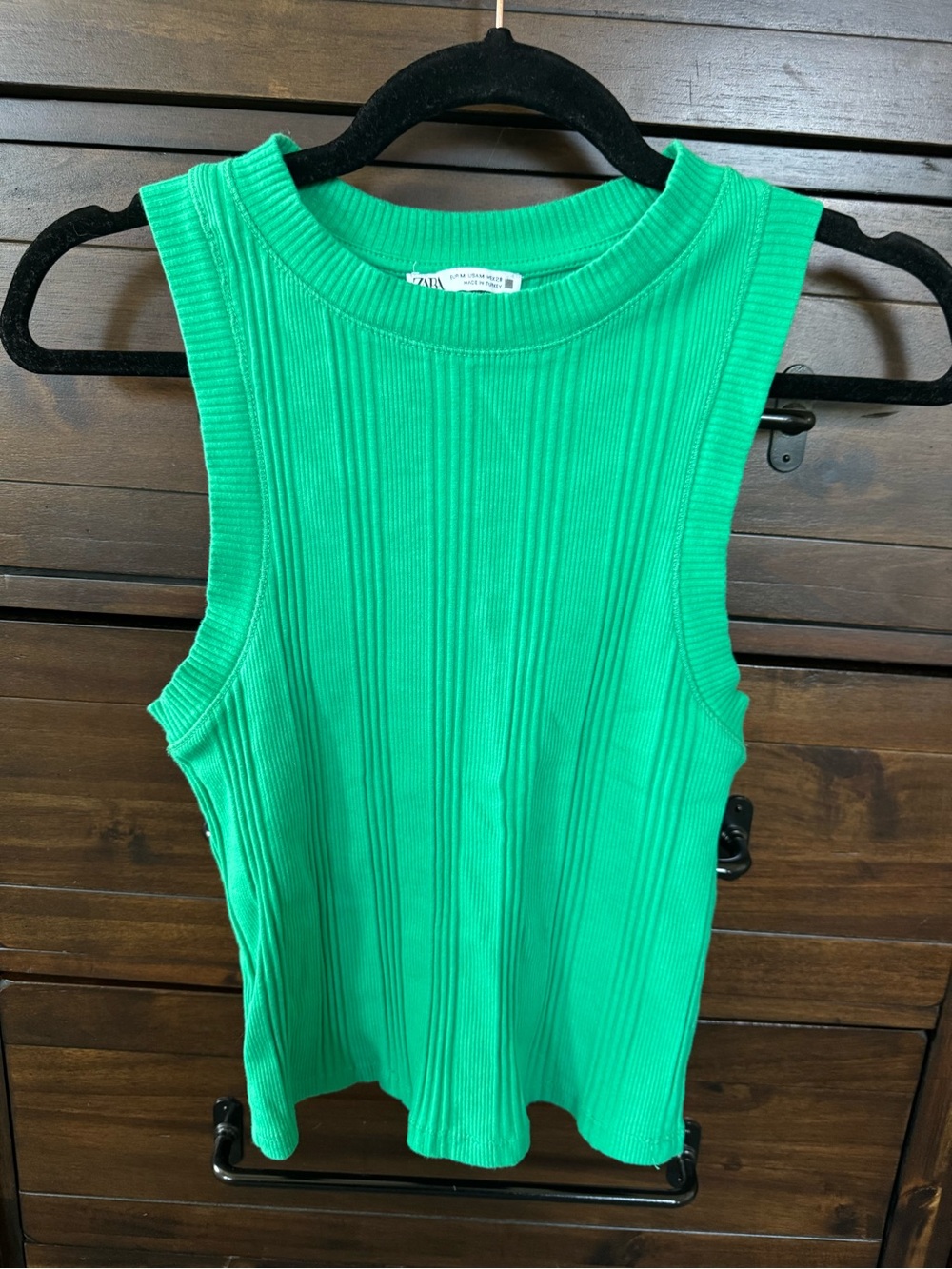 Zara Ribbed Crewneck Tank Top - Green